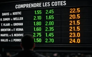 Cotes tennis comprendre lire comparer bookmakers