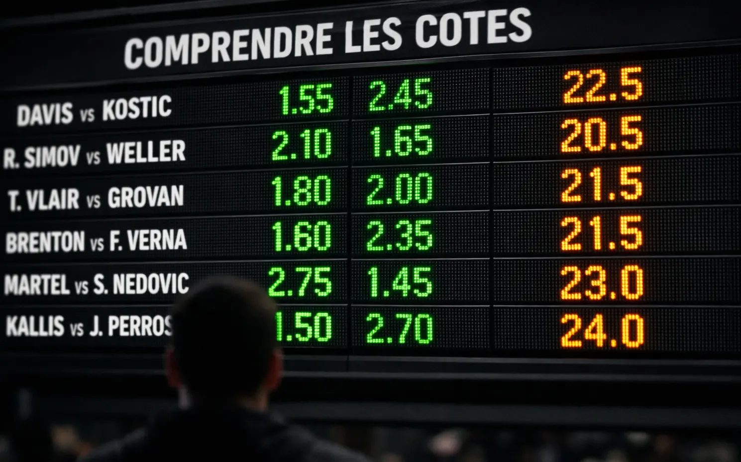 Cotes tennis comprendre lire comparer bookmakers