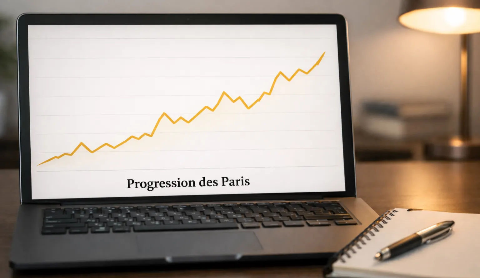Tableur de suivi de paris sportifs tennis affiché sur un écran avec graphique de progression